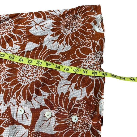 Madewell Dress Sz 14P Orange 100% Silk Floral Mini Tie Button Front Cottage Core - Picture 5 of 8